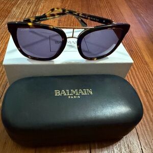 Authentic New Balmain Tortoise Shell Sunglasses with Dark Lenses
